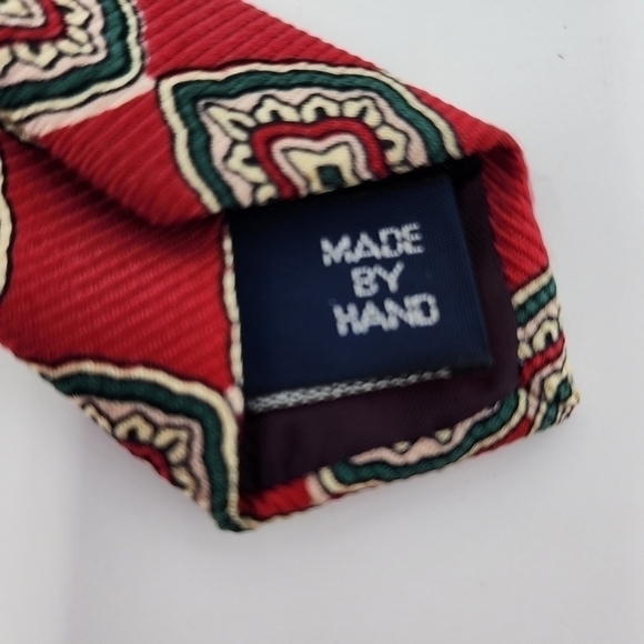 Polo by‎ Ralph Lauren Men's 100% Silk Made In USA Red Pattern Tie - Picture 5 of 12